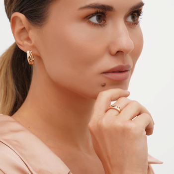 Каблучка подвійна "Ланки" в червоному золоті - 1743094