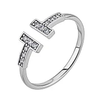 Незамкнутое кольцо из белого золота с дорожкой из бриллиантов - 1876353