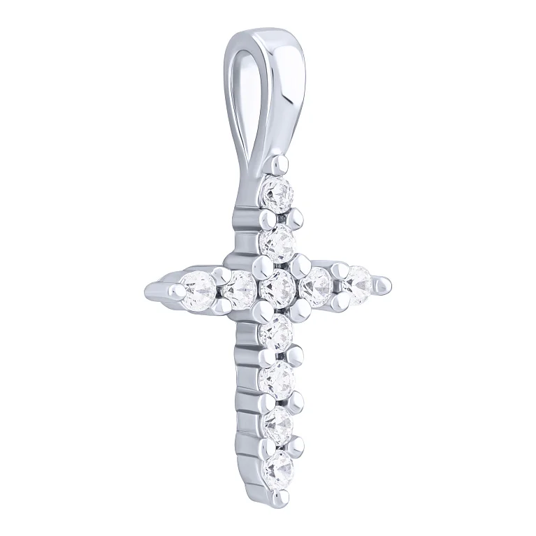 Серебряный декоративный крестик с фианитами - 2070953