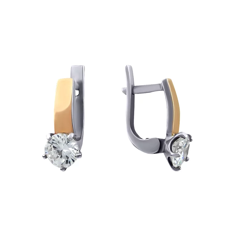 Сережки срібні з позолотою і фіанітом. Артикул 7202/051сР: ціна, відгуки, фото – купити в інтернет-магазині AURUM
