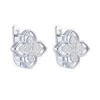 Серьги "Цветы" из серебра с фианитами - 2187052