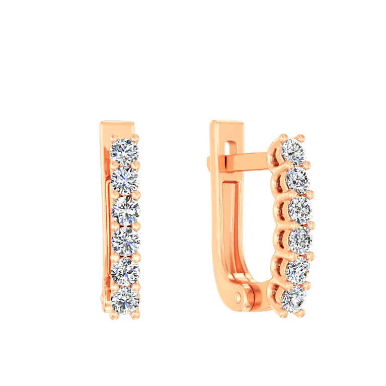 Сережки у червоному золоті з діамантами - 1506353