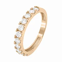 Кольцо с дорожкой фианитов из красного золота - 1737227