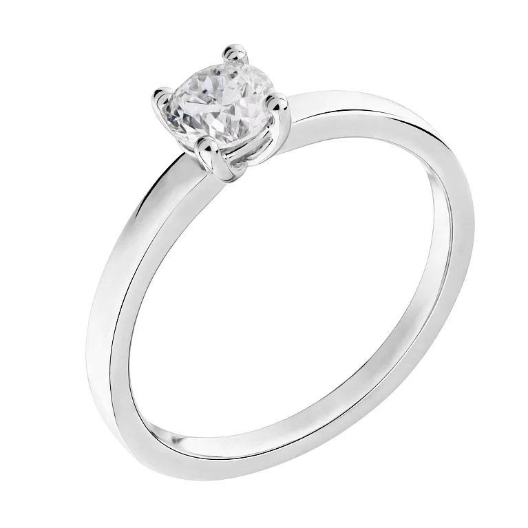 Каблучка з білого золота з діамантом у стилі мінімалізм - 2117273