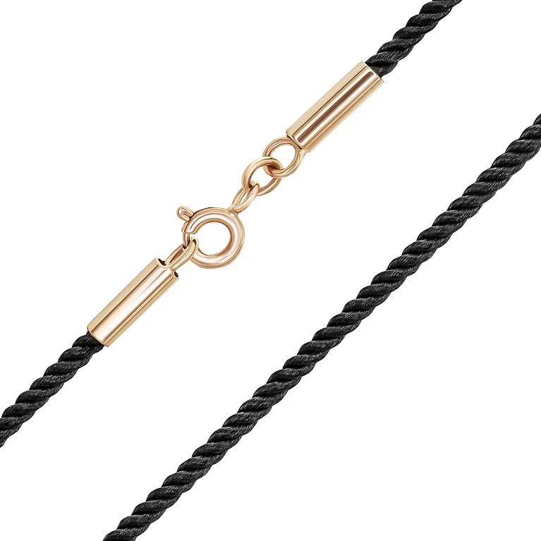 Ювелирный шнурок из шелка с золотым замком - 2108461 Ювелирный шнурок из шелка с золотым замком - 2108461