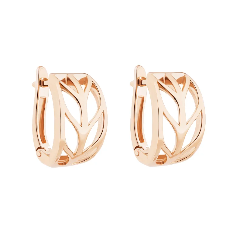 Сережки із червоного золота "Листя" - 2135836