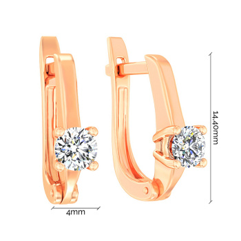 Сережки из красного золота с фианитом - 972849
