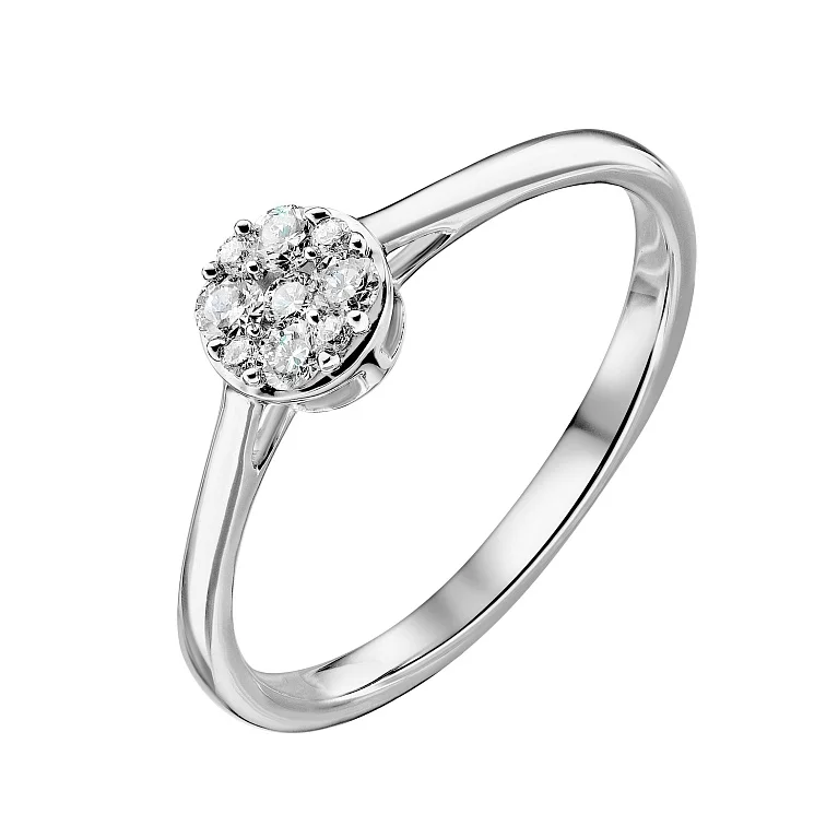 Каблучка з білого золота з діамантами  - 2198961