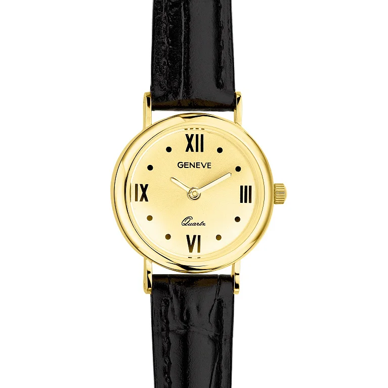 Часы наручные "Geneve" из желтого золота с кожаным ремешком - 2181239