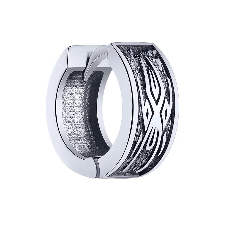 Моносерьга-кольцо из серебра с чернением и орнаментом. Артикул 7902/2028: цена, отзывы, фото – купить в интернет-магазине AURUM