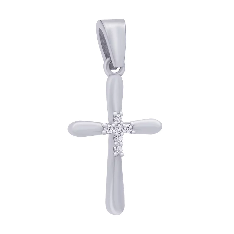Декоративний срібний хрестик з фіанітами. Артикул 7504/4998ПЦ24: ціна, відгуки, фото – купити в інтернет-магазині AURUM