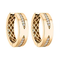 Серьги-кольца с фианитами из красного золота  - 2183067