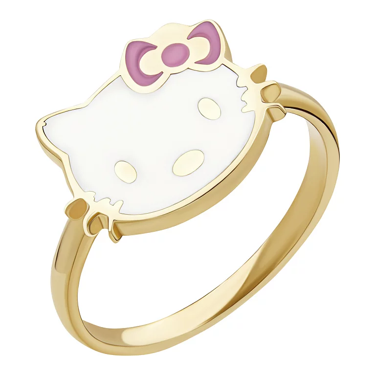 Кольцо из красного золота с эмалью "Hello Kitty". Артикул MN-03R: цена, отзывы, фото – купить в интернет-магазине AURUM