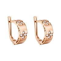 Серьги из красного золота "Цветок" с фианиатами - 2134279