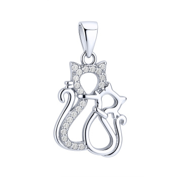 Подвес "Котики" из серебра с фианитами  - 2250363