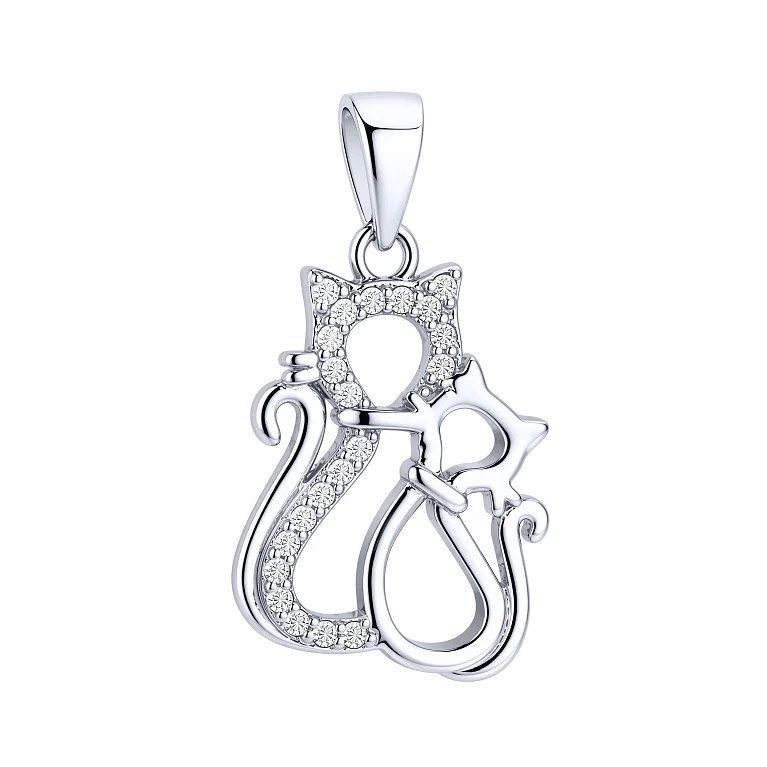 Подвес "Котики" из серебра с фианитами  - 2250363
