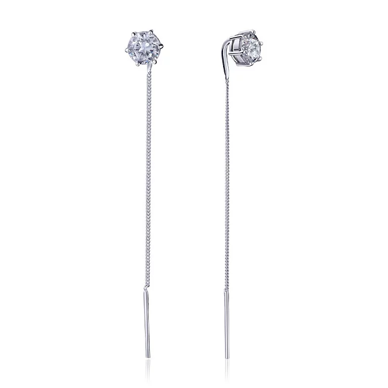Срібні сережки з фіанітом. Артикул 7502/82610б: ціна, відгуки, фото – купити в інтернет-магазині AURUM