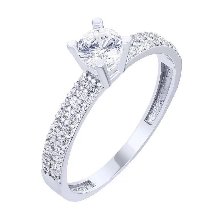 Помолвочное кольцо из белого золота с фианитами. Артикул 208743402: цена, отзывы, фото – купить в интернет-магазине AURUM
