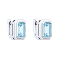 Серебряные серьги "Геометрия" с топазом - 2146418