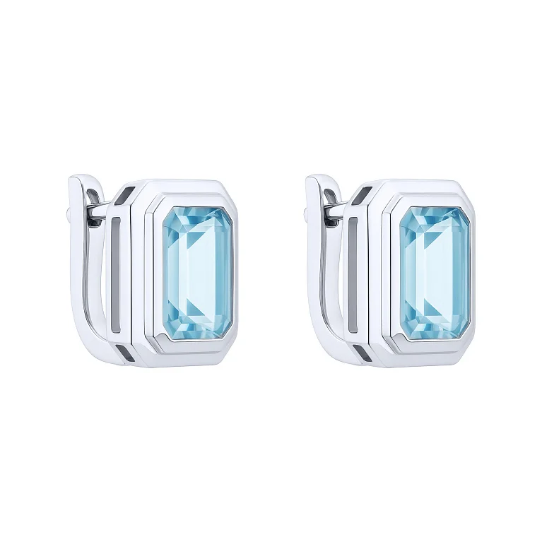 Серебряные серьги "Геометрия" с топазом - 2146418