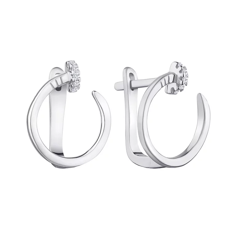 Сережки срібні "Цвях" з фіанітами - 1581351