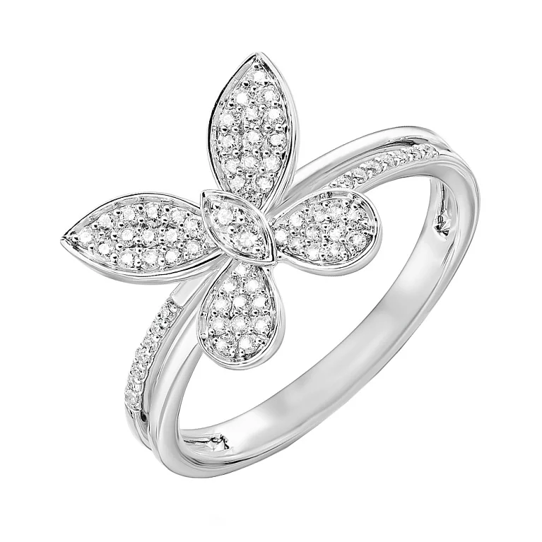 Двойное золотое кольцо "Бабочка" с бриллиантами. Артикул К341356020б: цена, отзывы, фото – купить в интернет-магазине AURUM