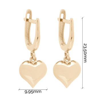 Сережки с подвесным сердечком из красного золота - 1737508