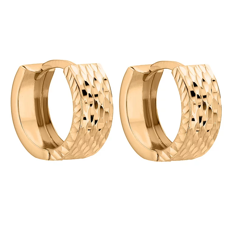 Серьги-кольца в красном золоте с алмазной гранью. Артикул 120301: цена, отзывы, фото – купить в интернет-магазине AURUM