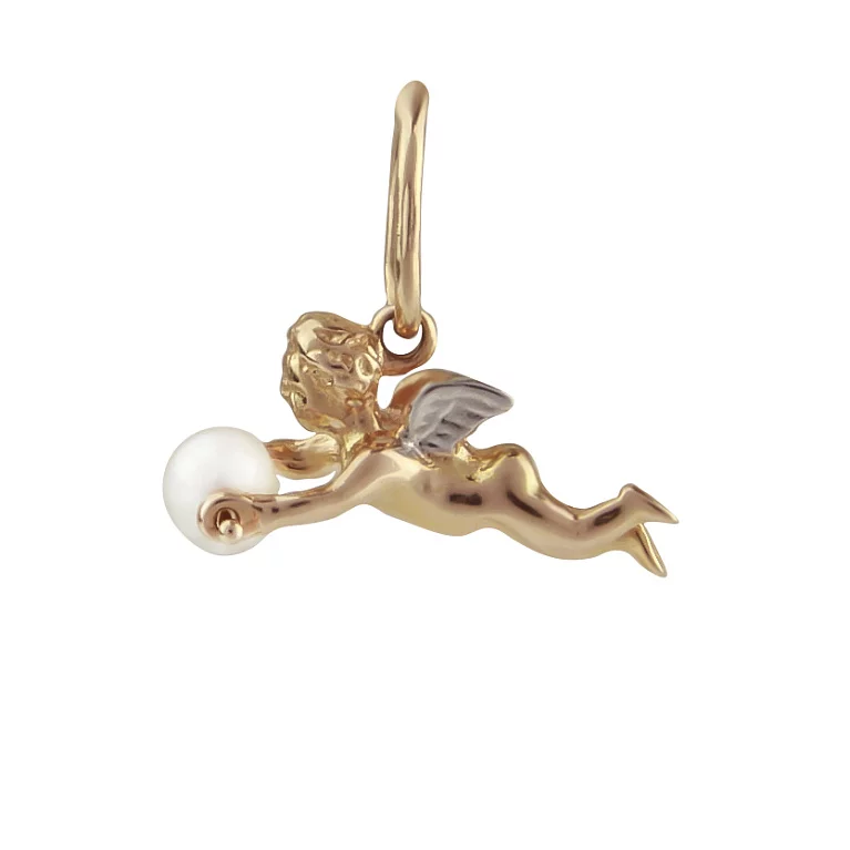 Золотой подвес "Ангел" с жемчугом. Артикул 424156р: цена, отзывы, фото – купить в интернет-магазине AURUM