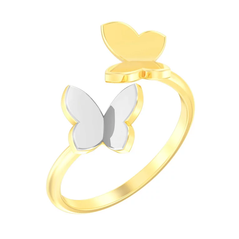 Кольцо из комбинированного золота Бабочки. Артикул 141059жб: цена, отзывы, фото – купить в интернет-магазине AURUM