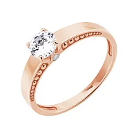 Кольцо с фианитом из крансого золота - 1450749