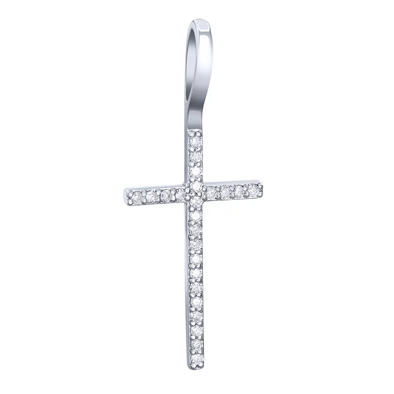 Декоративний хрестик з білого золота з діамантами. Артикул 3102033202: ціна, відгуки, фото – купити в інтернет-магазині AURUM