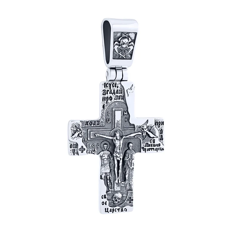 Хрестик натільний срібний з чорнінням - 2142947