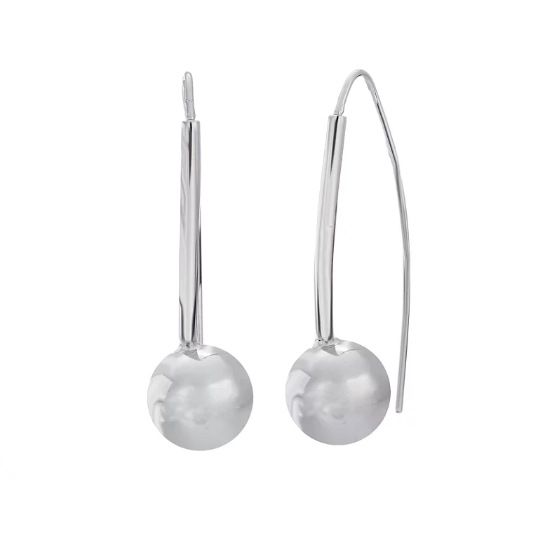 Срібні сережки-петлі "Кулі". Артикул 7502/С2/235: ціна, відгуки, фото – купити в інтернет-магазині AURUM