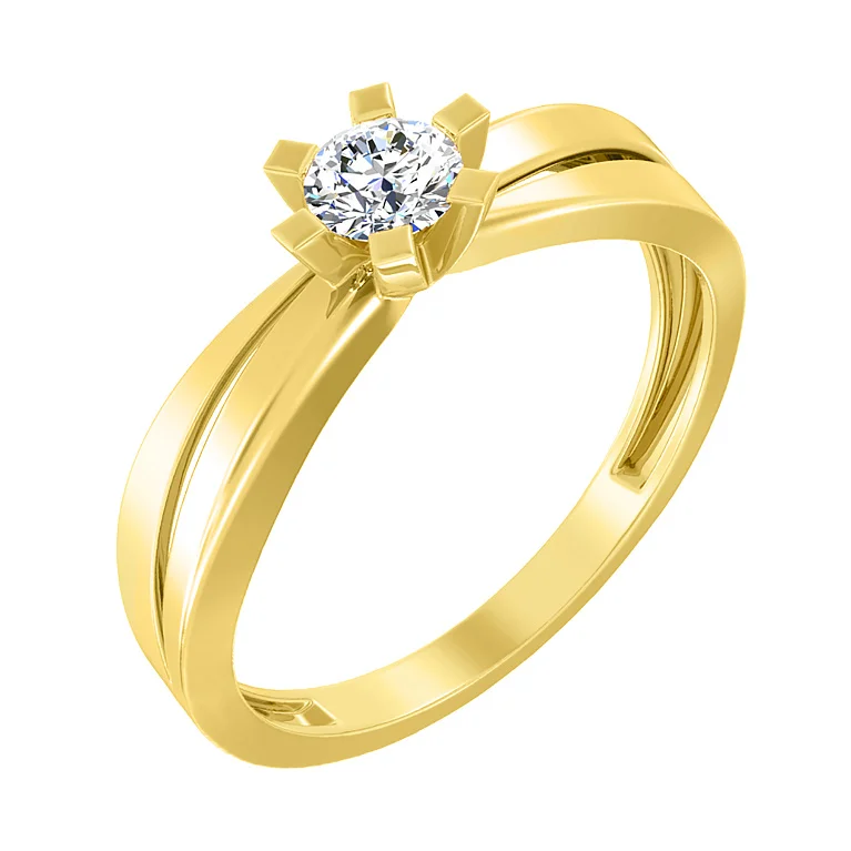 Каблучка з лимонного золота з фіанітом - 1873465