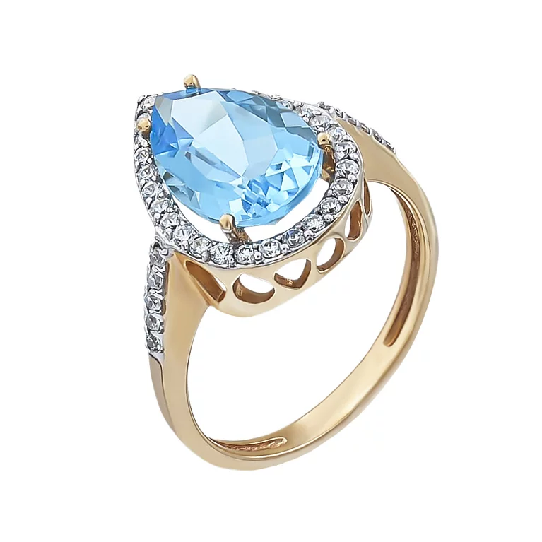 Золотое кольцо с топазом и фианитами. Артикул 1190435101: цена, отзывы, фото – купить в интернет-магазине AURUM