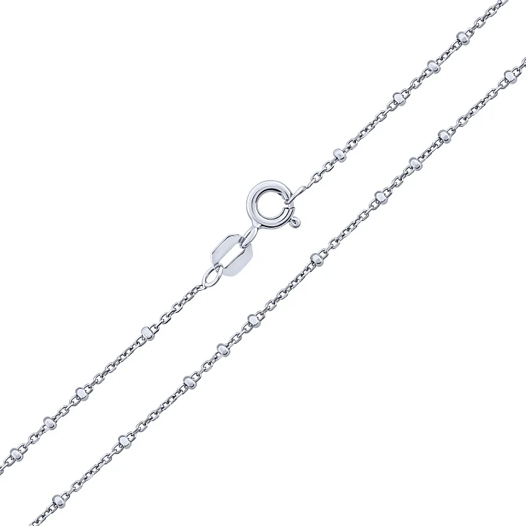 Серебряное колье с подвесами "Шарики" плетение якорь - 2162583