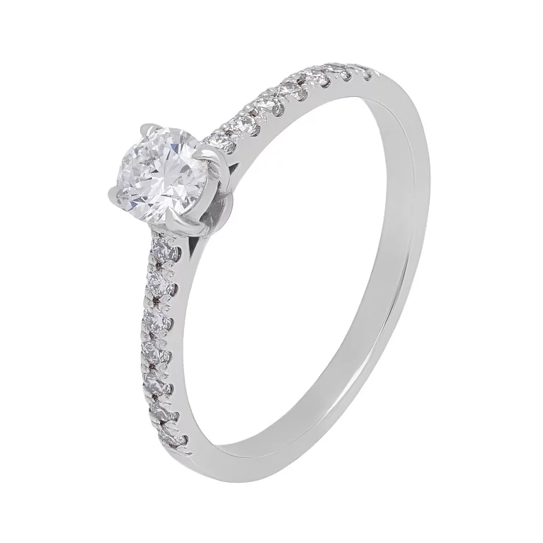 Тонкое кольцо с бриллиантом для помолвки из белого золота. Артикул 101-10094(4,2)б: цена, отзывы, фото – купить в интернет-магазине AURUM
