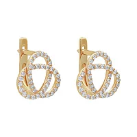Сережки из красного золота с фианитом - 1273841 Сережки из красного золота с фианитом - 1273841