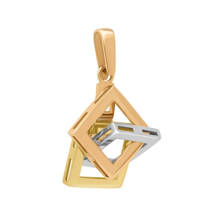 Підвіс із комбінованого золота "Трініті квадрати" - 2127685