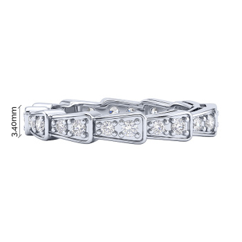 Серебряное кольцо "Змея" с фианитами  - 2262566