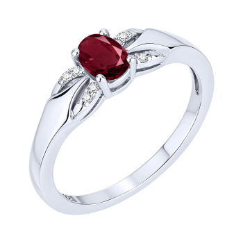 Серебряное кольцо с рубином и фианитами - 2297741