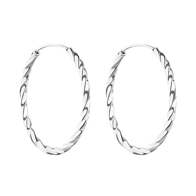 Сережки-кільця зі срібла . Артикул 7502/4809/35: ціна, відгуки, фото – купити в інтернет-магазині AURUM