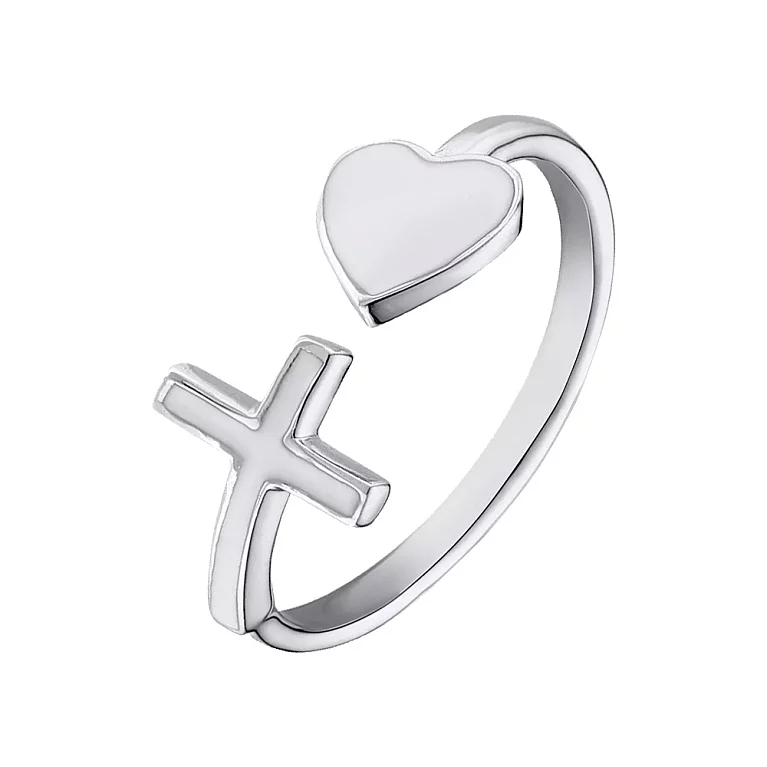 Каблучка срібна "Серце і Хрестик". Артикул 7501/3735еб: ціна, відгуки, фото – купити в інтернет-магазині AURUM