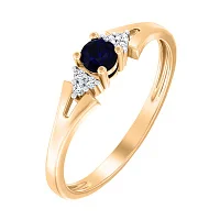 Стильное кольцо из красного золота с сапфиром и бриллиантами - 1980455