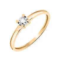 Каблучка з червоного золота з діамантом - 2099693