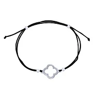 Шовковий браслет "Конюшина" зі срібними вставками - 1679129