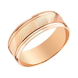 Обручальное кольцо американка с алмазной гранью из красного золота 
