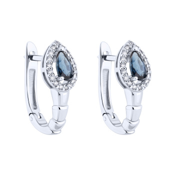 Серьги из белого золота с сапфиром и бриллиантами - 2138055