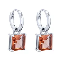 Срібні сережки-трансформери з підвісами "Квадрат" з султанітом - 2021195